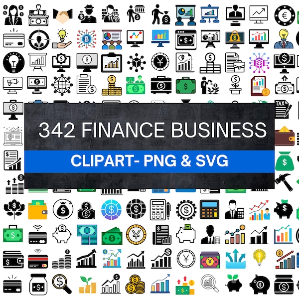 342 Finance Clipart Mega Bundle | Business, Corporate  SVG & PNG | Instant Download |  icon, clipart, vector, cut file