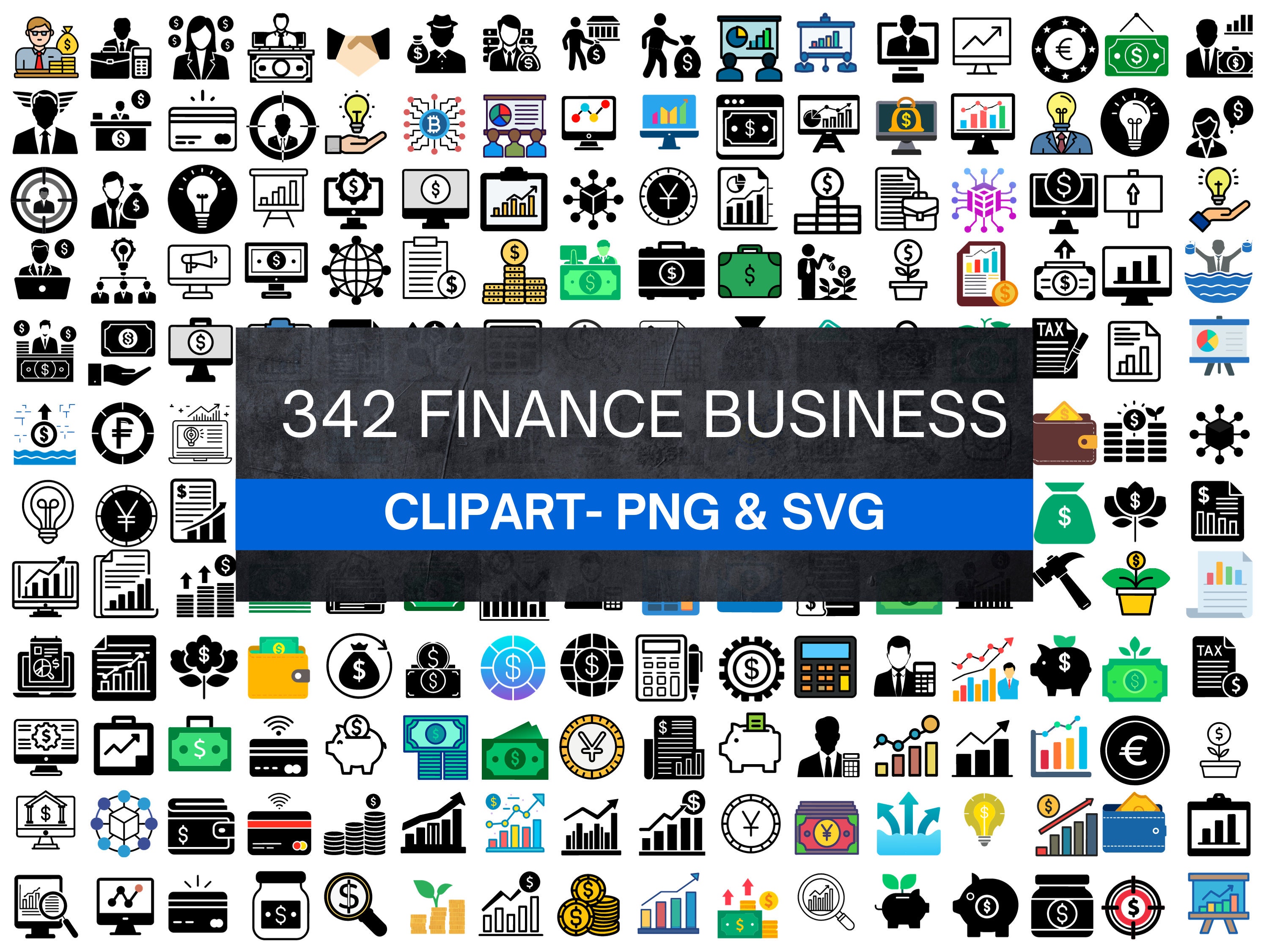342 Finance Clipart Mega Bundle Business, Corporate SVG & PNG Instant ...