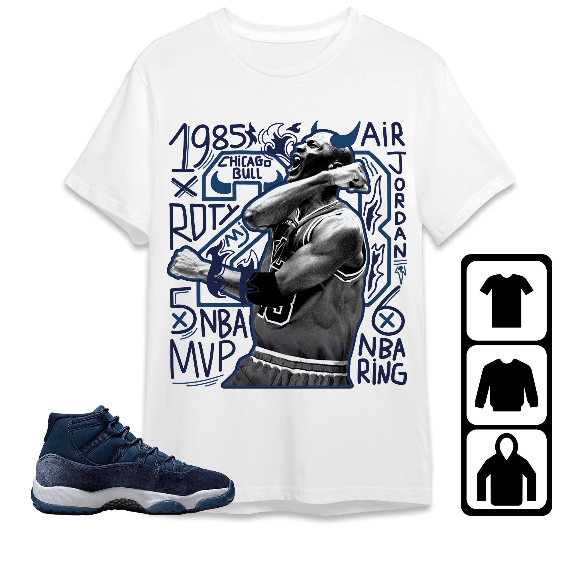 Jordan 11 Midnight Navy Unisex T-shirt Sweatshirt Hoodie 23 - Etsy