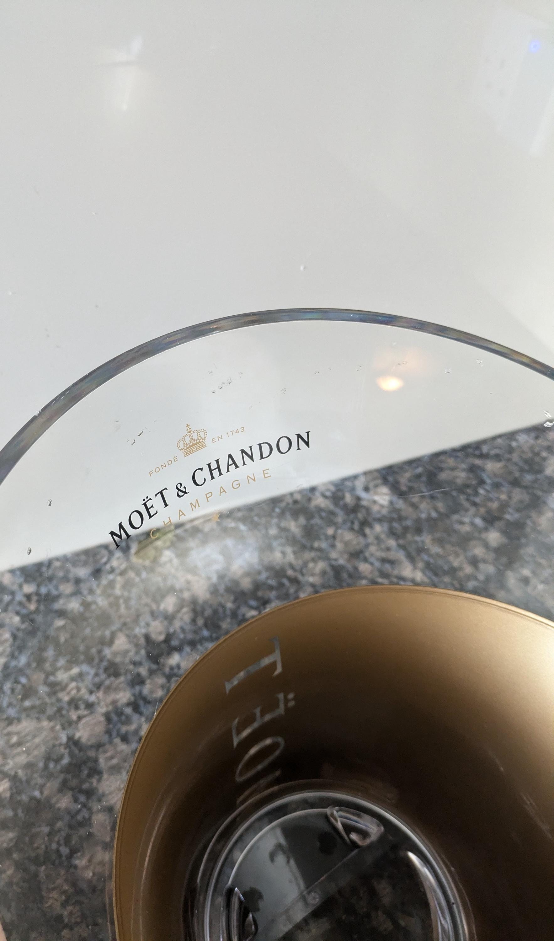 Secchiello Per Champagne Moët & Chandon Trendy - Acrilico Trasparente Nero/Oro - Regalo