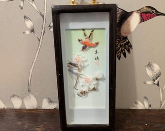 ヴィンテージ額入り中国貝殻アート 鳥 花 風景 - Etsy 日本