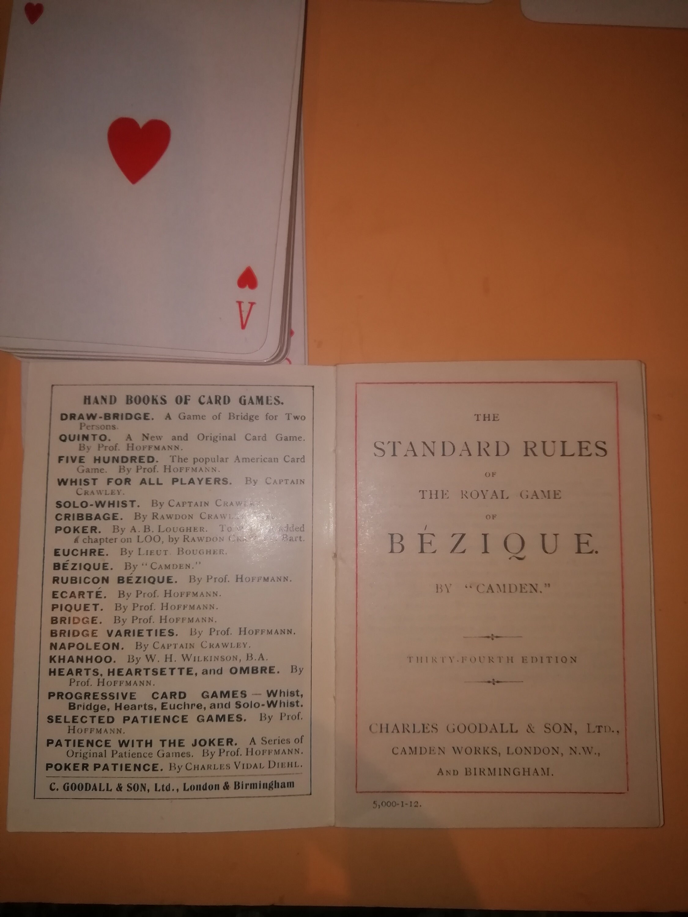 Antique Bezique Set. Early 1900s Goodall's Royal Game of Bezique Card