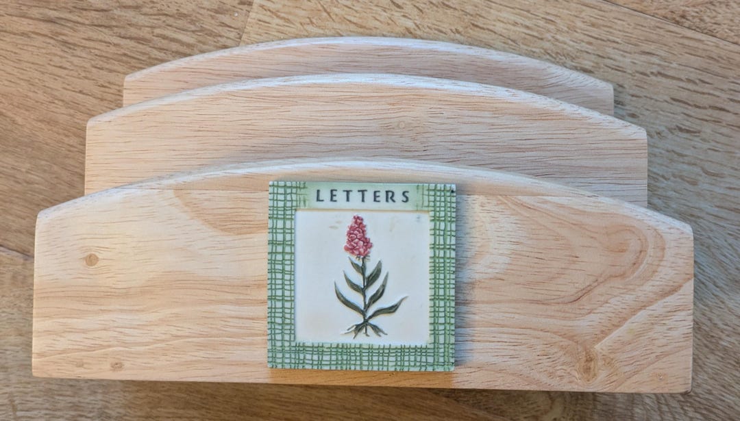 Wooden Letter Rack Holder With Floral Design - Etsy