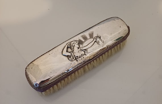 Antique Solid silver backed Art Deco Edwardian ha… - image 1