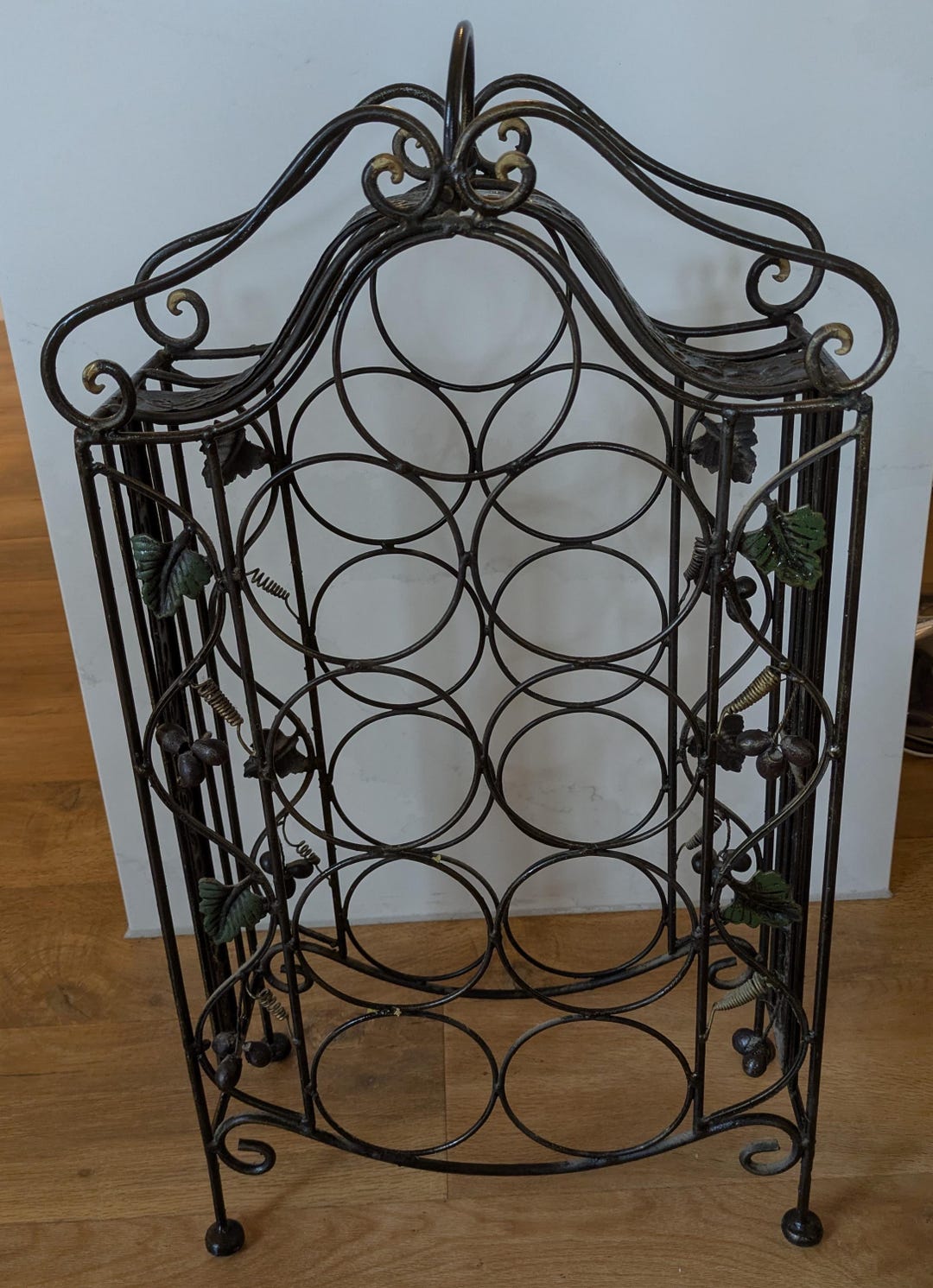 Vintage Grape Themed Welded Vine Themed Wine Rack With Leaves& Grapes ...