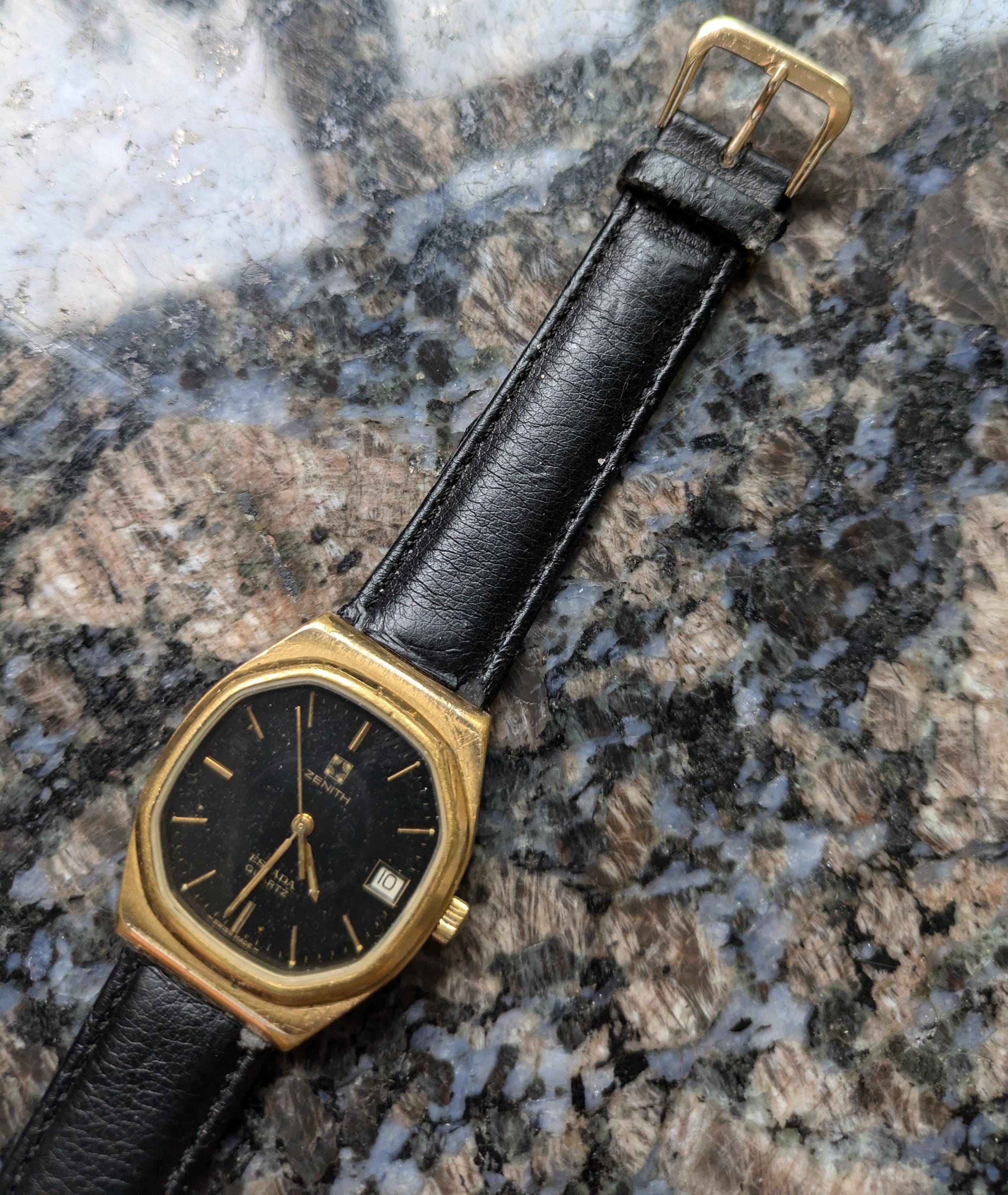 Vintage 1980s Zenith Quartz Gold Plated Espada Swiss Made Mens