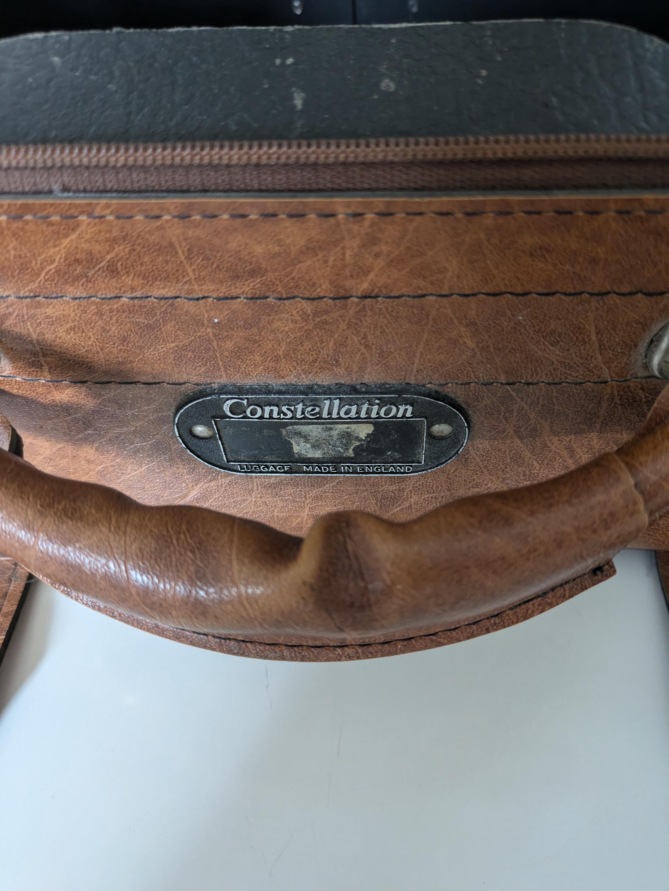 Sac De Transport Pour Costume Vintage Marron Constellation - Cuir Avec Cintres - Occasion Bon état