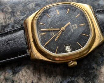 Vintage 1980s Zenith Quartz Gold Plated Espada Swiss Made Mens