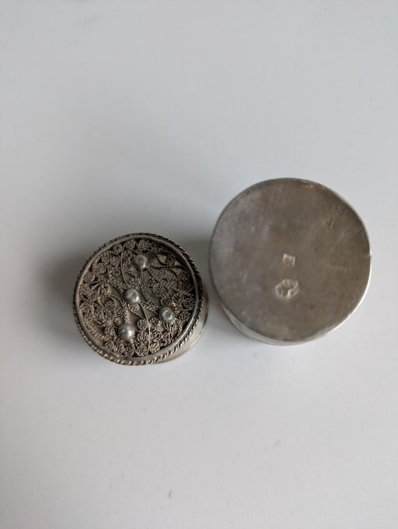 Antique solid silver snuff box cylindrical with f… - image 7