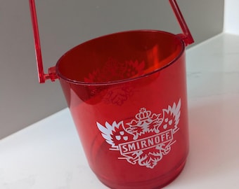 Vintage red acrylic Smirnoff vodka Small ice bucket