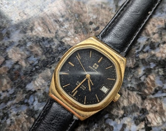 Vintage 1980s Zenith Quartz Gold Plated Espada Swiss Made Mens