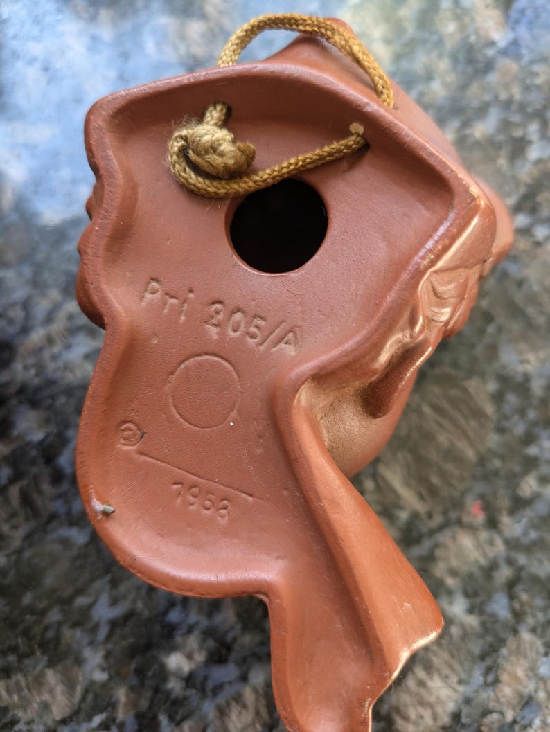 Vintage 1958 Goebel Terracotta Wall Mask Head Plaque pair Boy & Girl