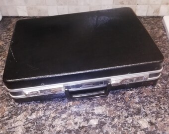 Vintage Echolac Black Hard Shell Attache Brief Case Portfolio Vintage 17