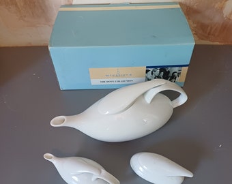 Vintage Newbridge "The Dove Collection" white china tea set, complete, used once