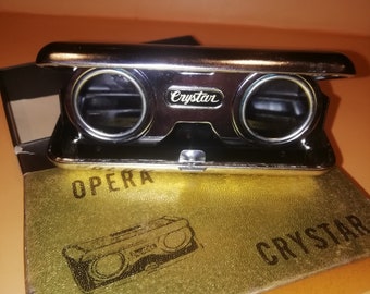 Vintage Folding Opera Glasses 2.5 X Crystar Objektiv Fernglas Made in Japan Lunette Jumelles d'Opera Theater Gläser in Originalverpackung, perfekt