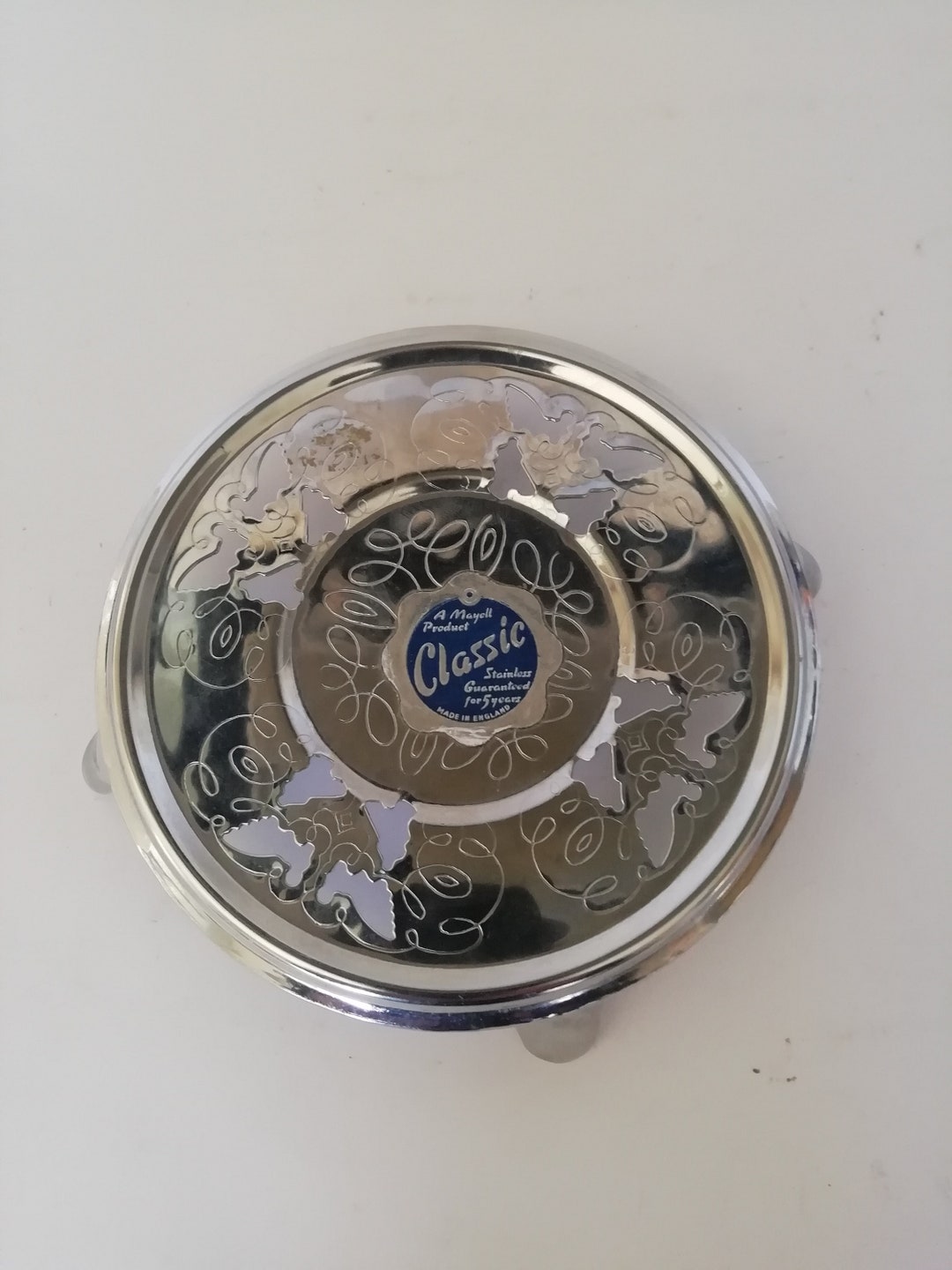 Vintage a Mayell Classic Stainless Steel Tea Pot Trivet Made in England