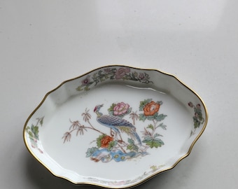 Vintage Wedgwood Kutani Crane porcelain trinket dish