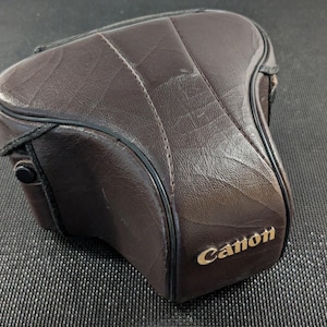 Vintage brown leather Canon AE1 P/S EMPTY camera case only  very good
