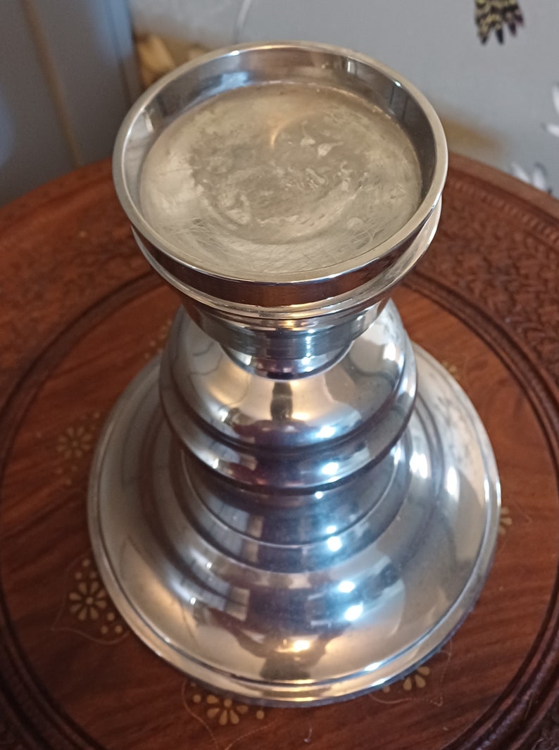 Vintage Altar candle holder, Silver plated acrylic image 3