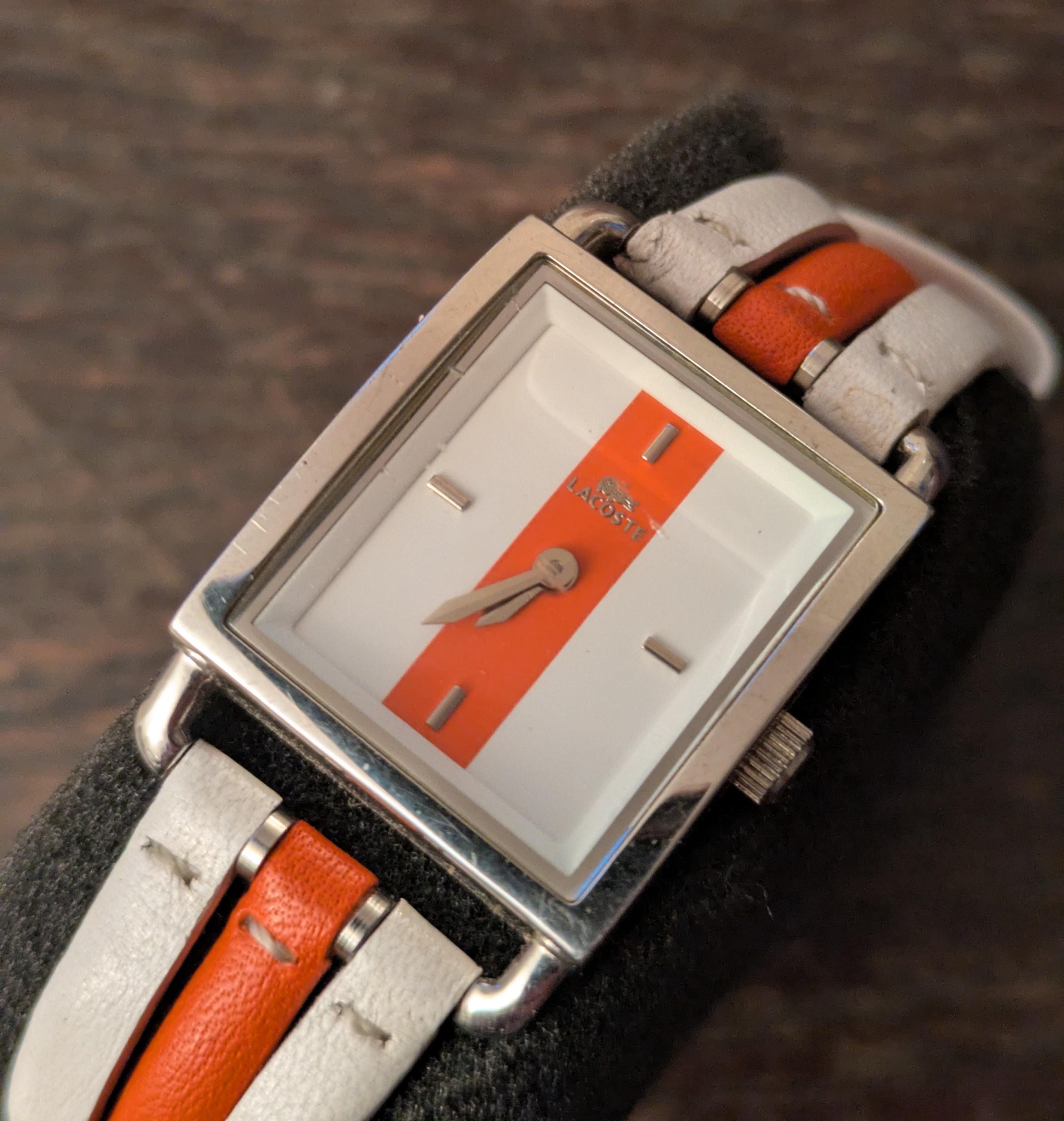 Vintage Two Tone Lacoste Orange/white 6500L Ladies Wrist Watch - Etsy