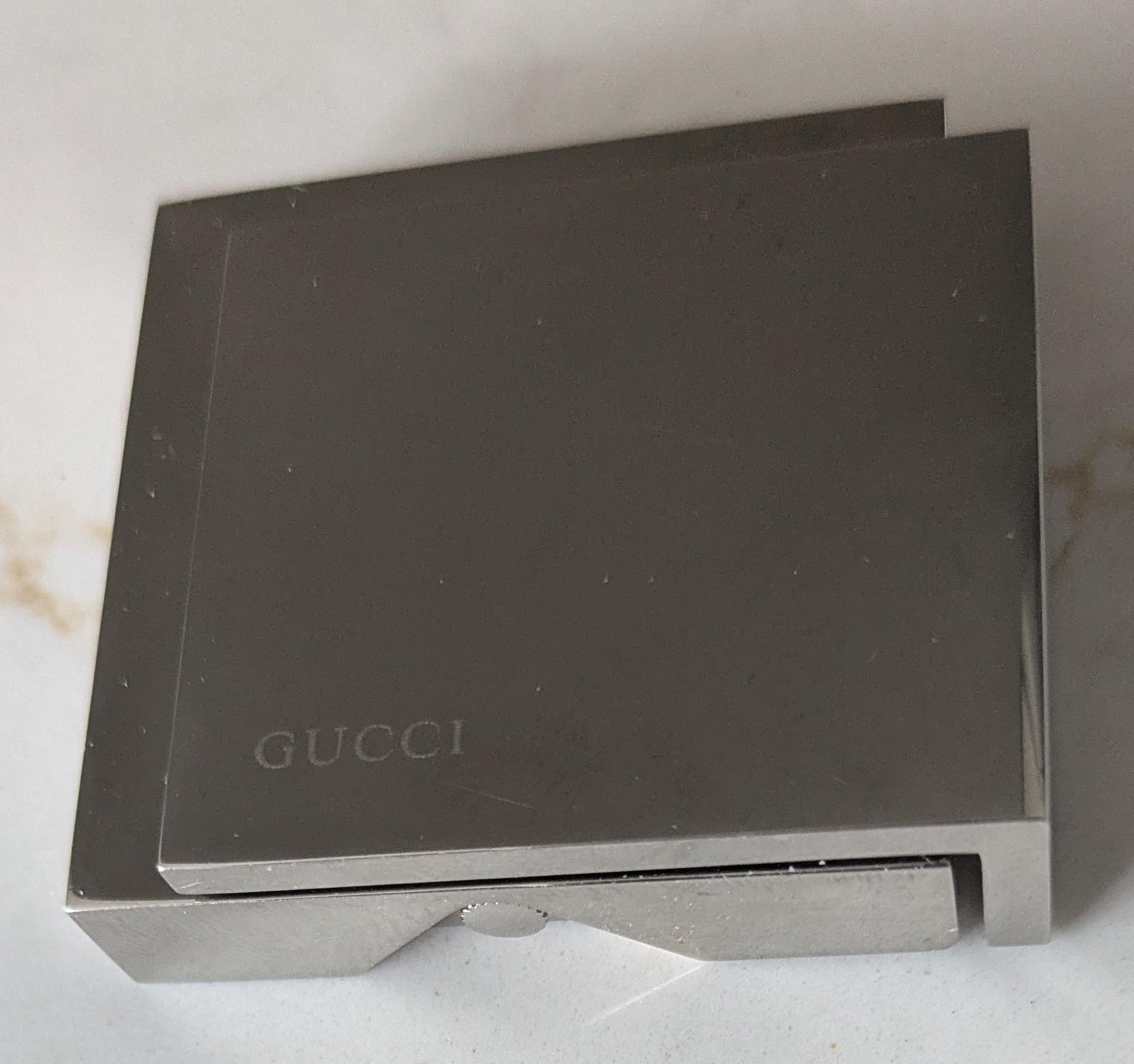 Vintage Gucci Silver Plated Travel Alarm/ Mantel Clock Model 0840