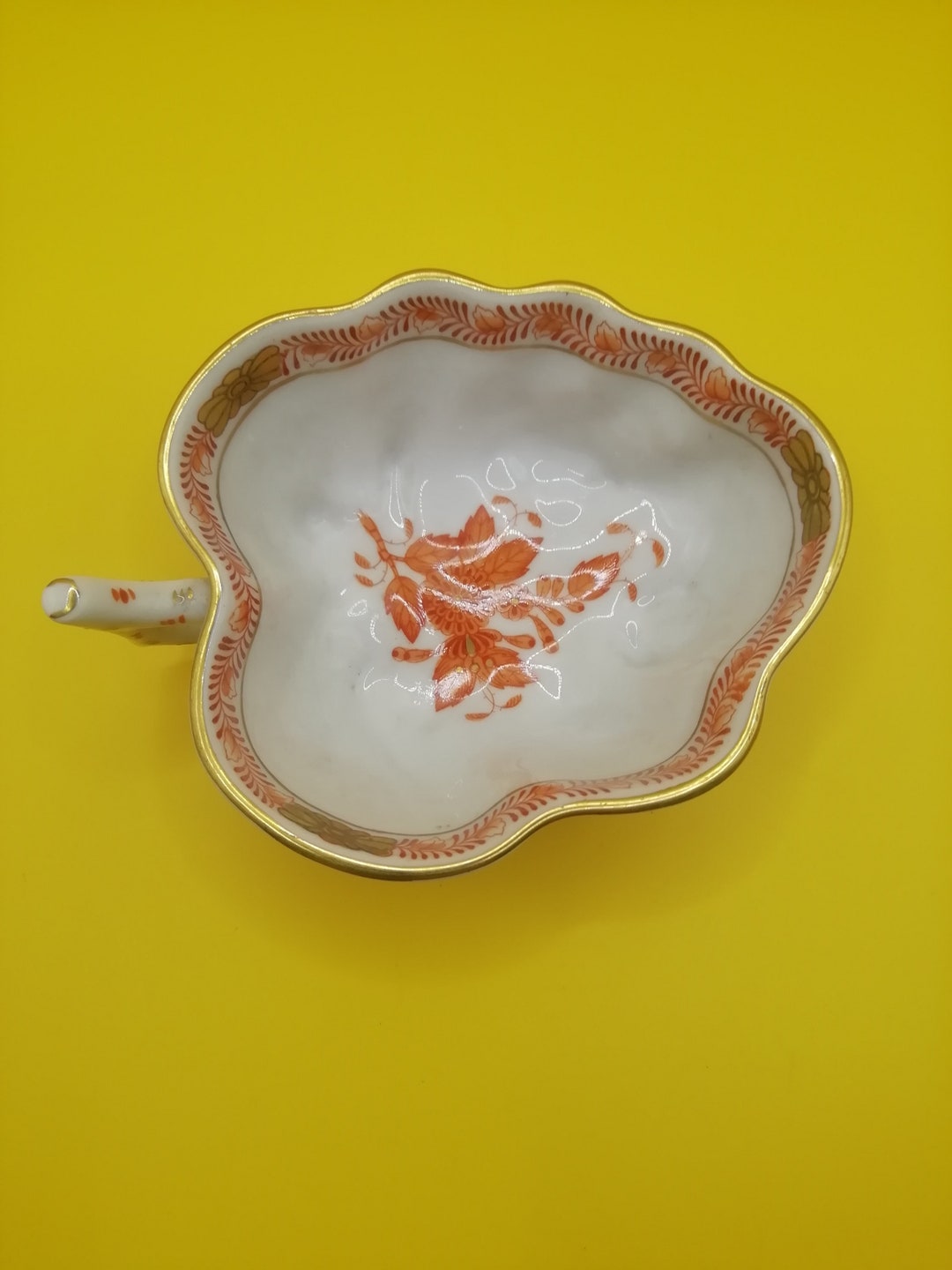 Vintage Herend Chinese Rust Open Bonbon/trinket Dish in Fine Porcelain ...