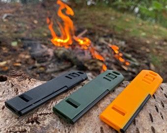 Emergency Distress Bushcraft EDC Signal Whistle | Ferro Rod Fire Steel Striker