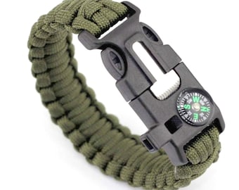 Child Size Survival Paracord Bracelet | Survival Kit Fire Starter | Compass, Whistle, Ferro Outdoor Supplies UK