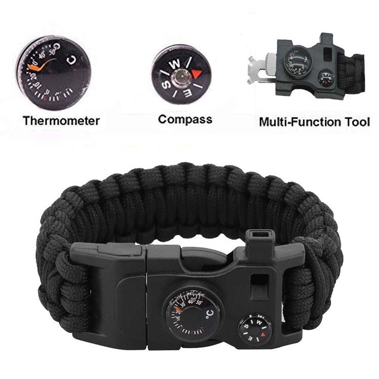 Survival Paracord Bracelet Survival Kit Fire Starter EDC 8function
