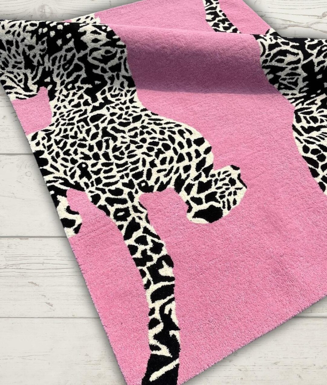 Hand-tufted Pink Leopard Wool Rug: Modern Animal Print Carpet - Etsy