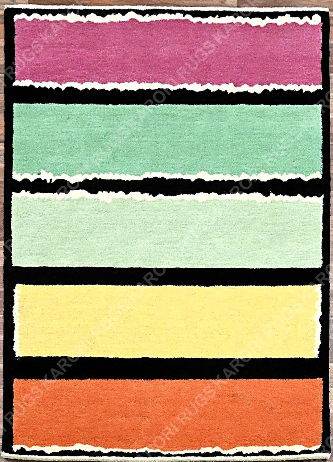2x3 Rugs Color Blocks Hand-tufted Wool Rug: Modern Color Block Abstract Carpet - Etsy