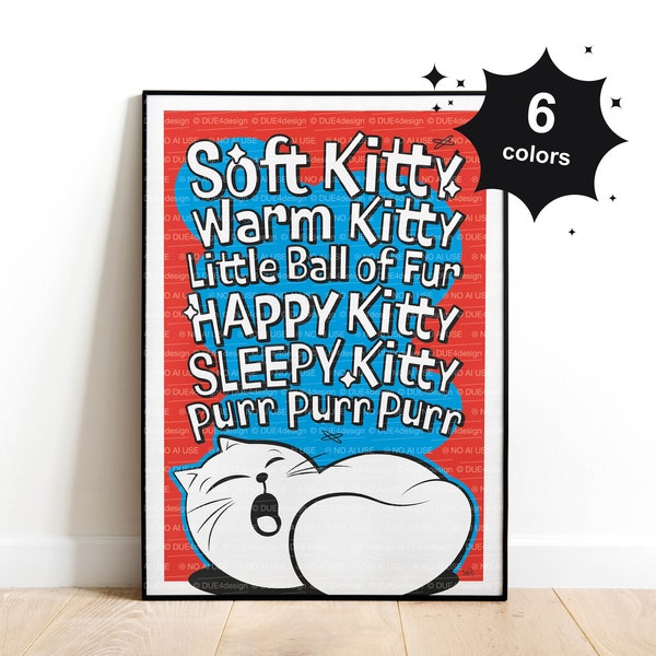 Digital Print Soft Kitty, The Big Bang Theory Art Print, Soft Kitty Warm Kitty Poster, Sheldon's Quote Poster, Multiple sizes & colors