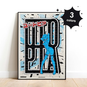 Digital Print &quot;Utopia&quot;, Original Cyberpunk Wall Art Poster, Anime Cyberpunk Art Print, Anime Girl Art Print, Multiple sizes & colors