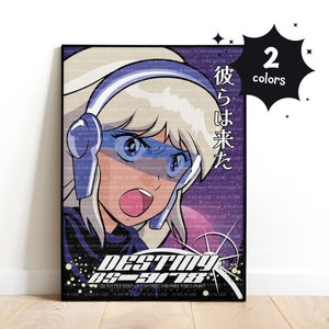 Digital Print &quot;Destiny&quot;, SciFi Combat Anime Girl Wall Decor, SciFi Retro Anime Girl Poster, Gift for Anime fans, Multiple sizes & colors