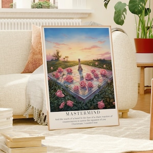 Checkmate I couldn&#39;t lose Poster, Pink Chess Board Art, Watercolor Art, Girly Wall Décor, Aesthetic Chess Board, Sunset Roses