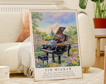 TM - I hope You Think my Favorite song Plakat, Album country, Wydruk akwarelowy, Subtelny prezent, Kwiatowy plakat ścienny do pokoju