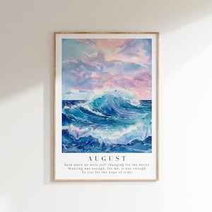 Willing was enough Poster, Beach Waves, Aquarell Illustration, digital, handgemachtes Wand Kunst Dekor, Hope Poster, August Sea