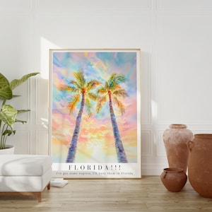 Florida Poster, Tropical Watercolor Art Print, Palm Tree & Beach Scene, Digital Download, I’ve Got Some Regrets, I’ll Bury Them in Florida