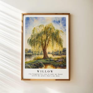 Wreck My Plans Poster, Willow Tree Watercolor Art, Willow Art Illustration, Girly Room Décor, Trendy Poster, Nature-Inspired Print