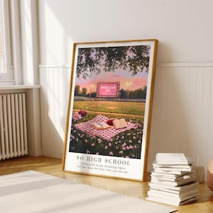 So High School Poster, Aquarell Kunst, Digitaldruck, Frühlingsszene, Wangen Pink im Lichterglanz, Pink Sunset, Ball und Aristoteles