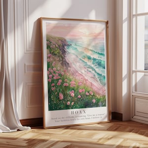 Gib mir eine Grund, Poster, Aquarell Illustration, Floral Klippen Druck, digitale Wandkunst, rosa Wand Merch, Stand auf der Klippe