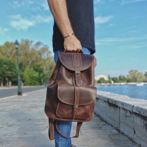 Vintage genuine leather backpack, Brown backpack, Laptop Bag, Full Grain Leather, Travel Backpack, Graduation Gift image 4