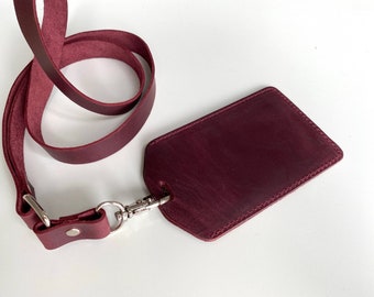 Personalized ID holder ,Leather id tag,Leather id card holder,Leather id holder lanyard,Leather id wallet