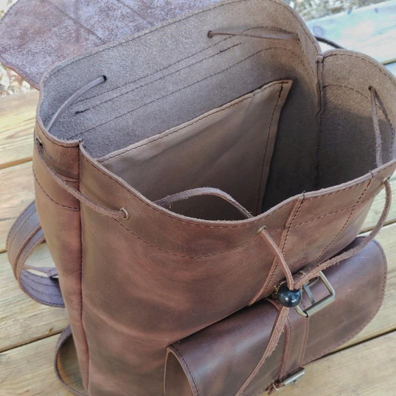 Vintage genuine leather backpack, Brown backpack, Laptop Bag, Full Grain Leather, Travel Backpack, Graduation Gift image 3