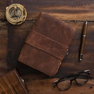 Antique Deckle Edge Paper, Book of Shadows Journal, Witch Journal, Vintage Leather Journal with Lock Closure, and Vintage Journal