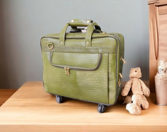 Travel Bag Leather Trolley Bag  Leather Bag With 4 Wheels Brown Leather Cabin Luggage Airplane Bag Luggage Leather Carry On Travel Bag