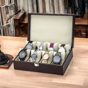 Boîte de rangement pour montres de luxe en cuir, étui à roulettes multi-montres haut de gamme, étui de voyage pour montres en cuir de luxe, étui pour 8 montres, cadeau pour papa