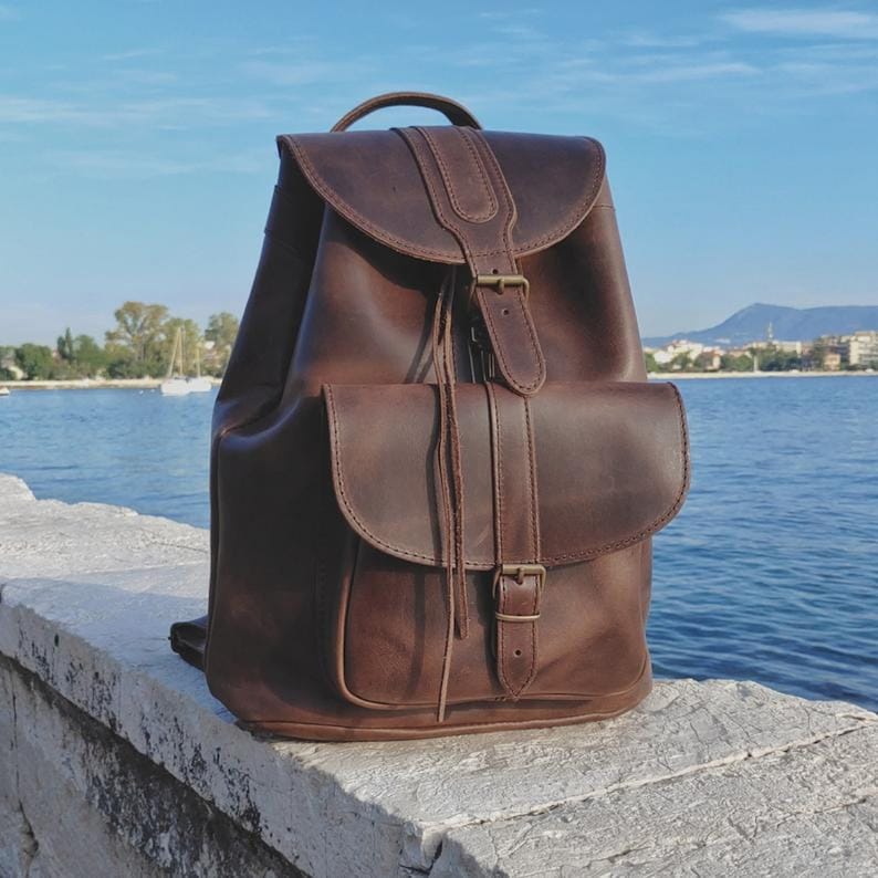 Vintage genuine leather backpack, Brown backpack, Laptop Bag, Full Grain Leather, Travel Backpack, Graduation Gift image 2