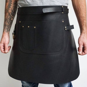 Leather waist apron, leather apron with pockets around the waist Half-apron made of leather, men&#39;s leather apron individual half aprons