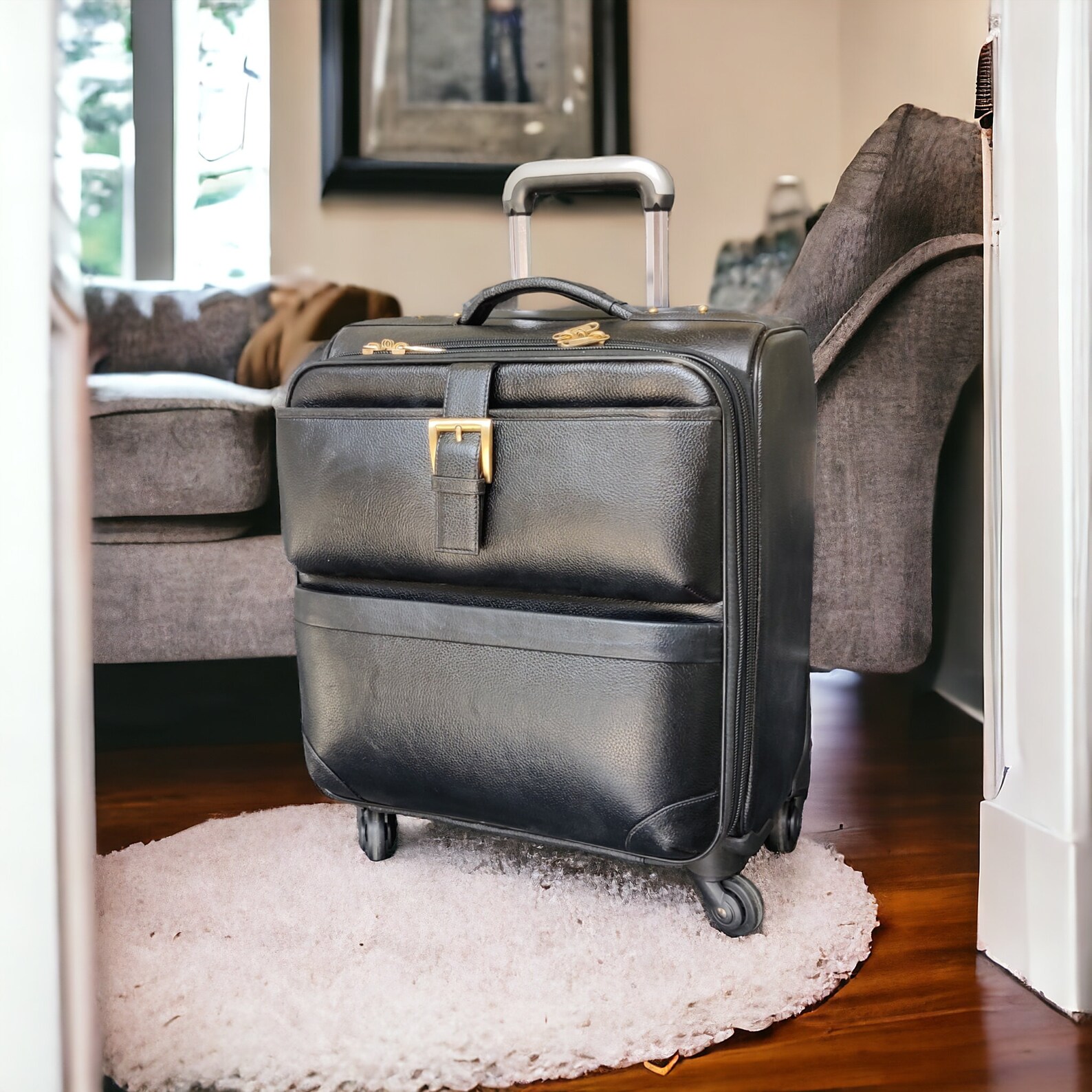 Luxury Leather Carry on Travel Bag Leather Trolley Bag, Bag With 4 ...